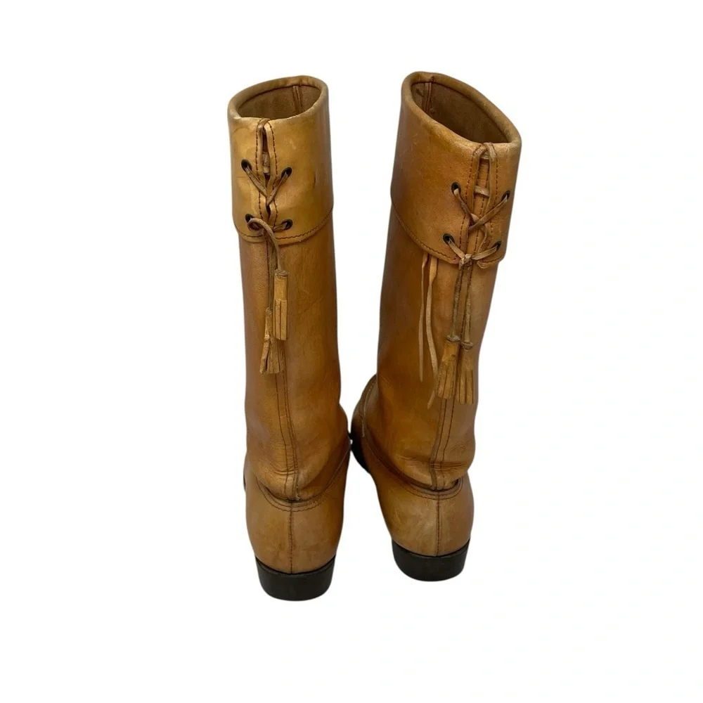 KERO Tan Reindeer Leather Knee-High Boots Sweden Scandinavian Size 39